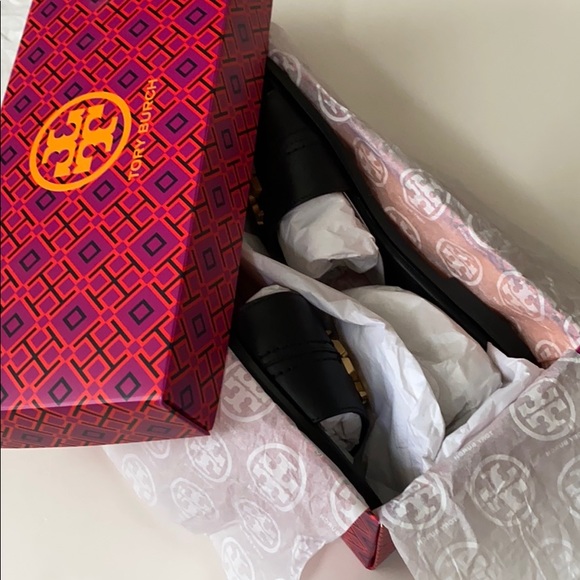 NIB Tory Burch Everly Slide Flat Sandals Black - Picture 9 of 11